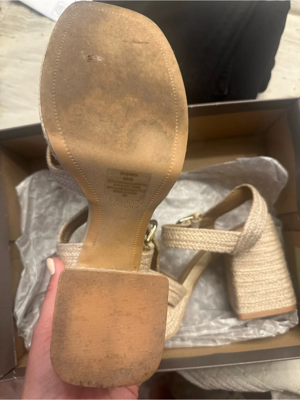 Crown Vintage Natural Beige Braided Platform Sandals